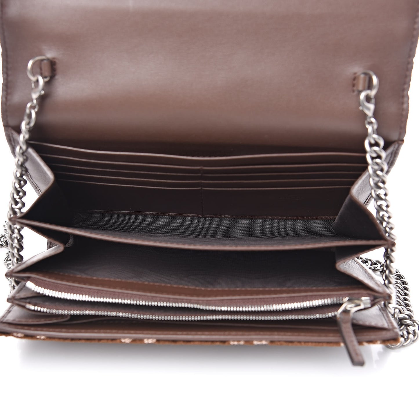Velvet GG Monogram Mini Dionysus Chain Wallet Brown