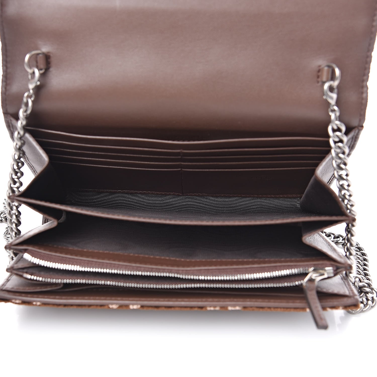 Gucci Velvet GG Monogram Mini Dionysus Chain Wallet Brown 5 of 11