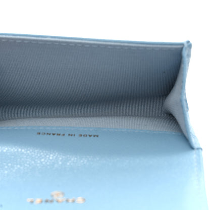Chanel Caviar Quilted Flap Card Holder Wallet Light Blue 5 of 9
