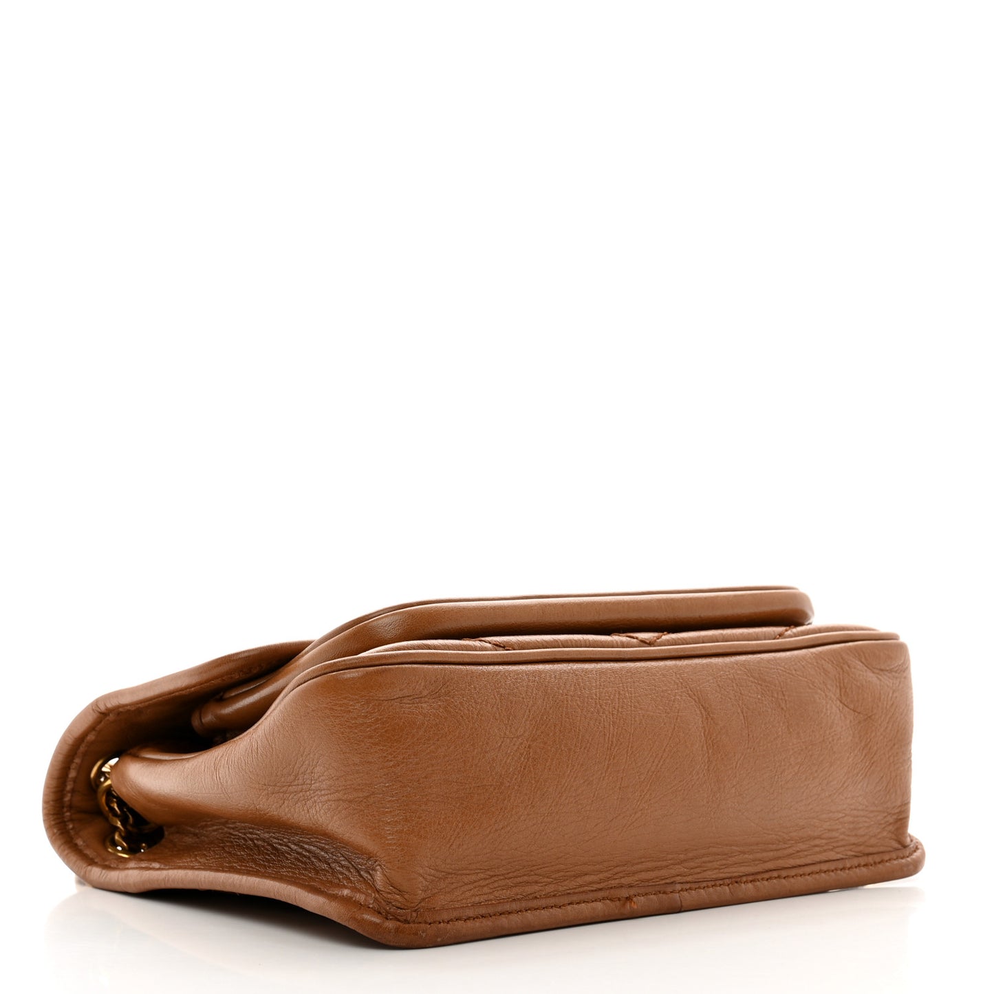 Crinkled Calfskin Matelasse Monogram Baby Niki Chain Satchel Light Caramel