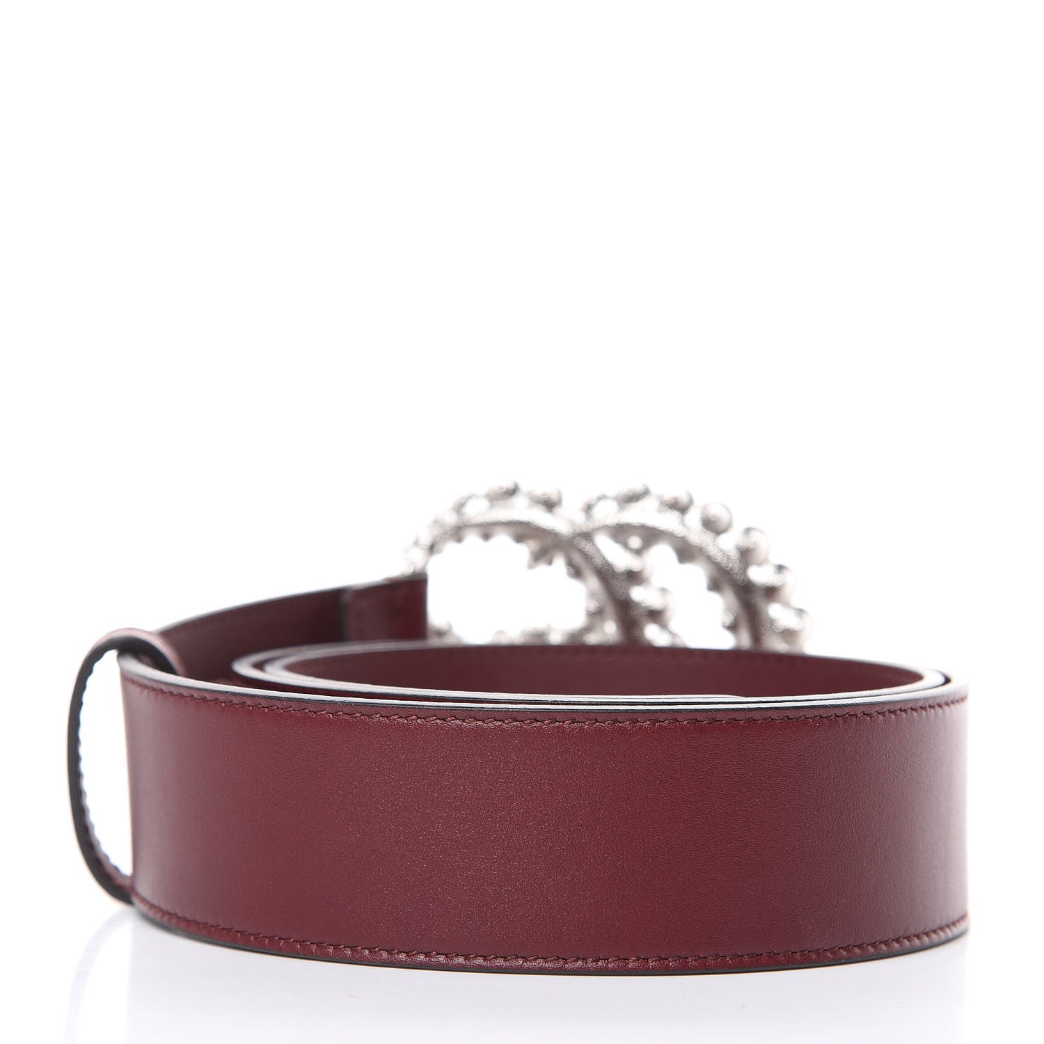 Gucci Calfskin Crystal Double G 40mm Belt 85 34 Vintage Bordeaux 3 of 6