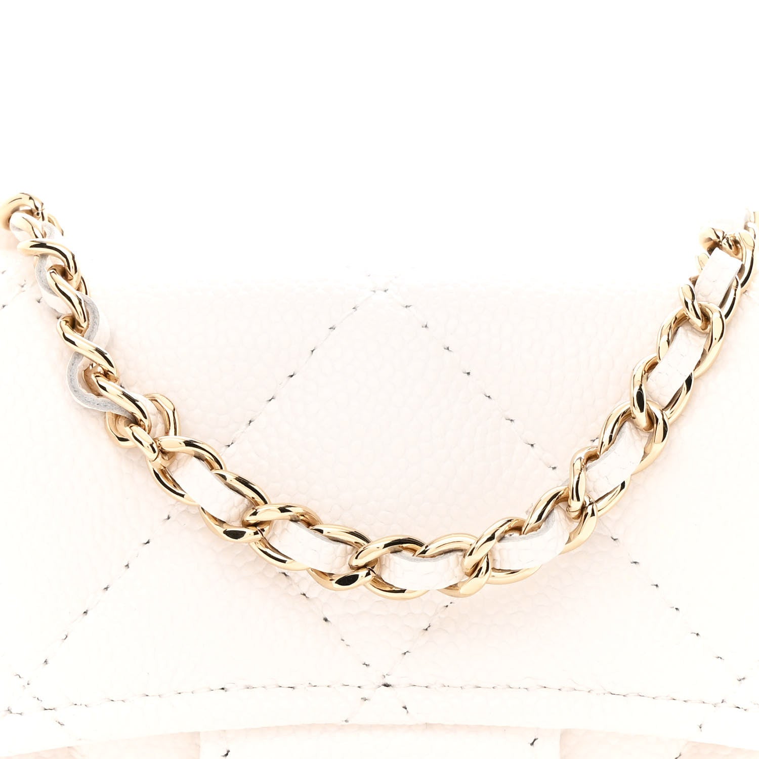 Chanel Caviar Quilted Flap Card Holder On Chain White 10 of 12