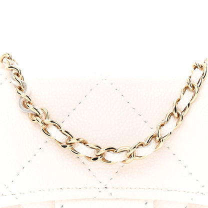 Chanel Caviar Quilted Flap Card Holder On Chain White 10 of 12