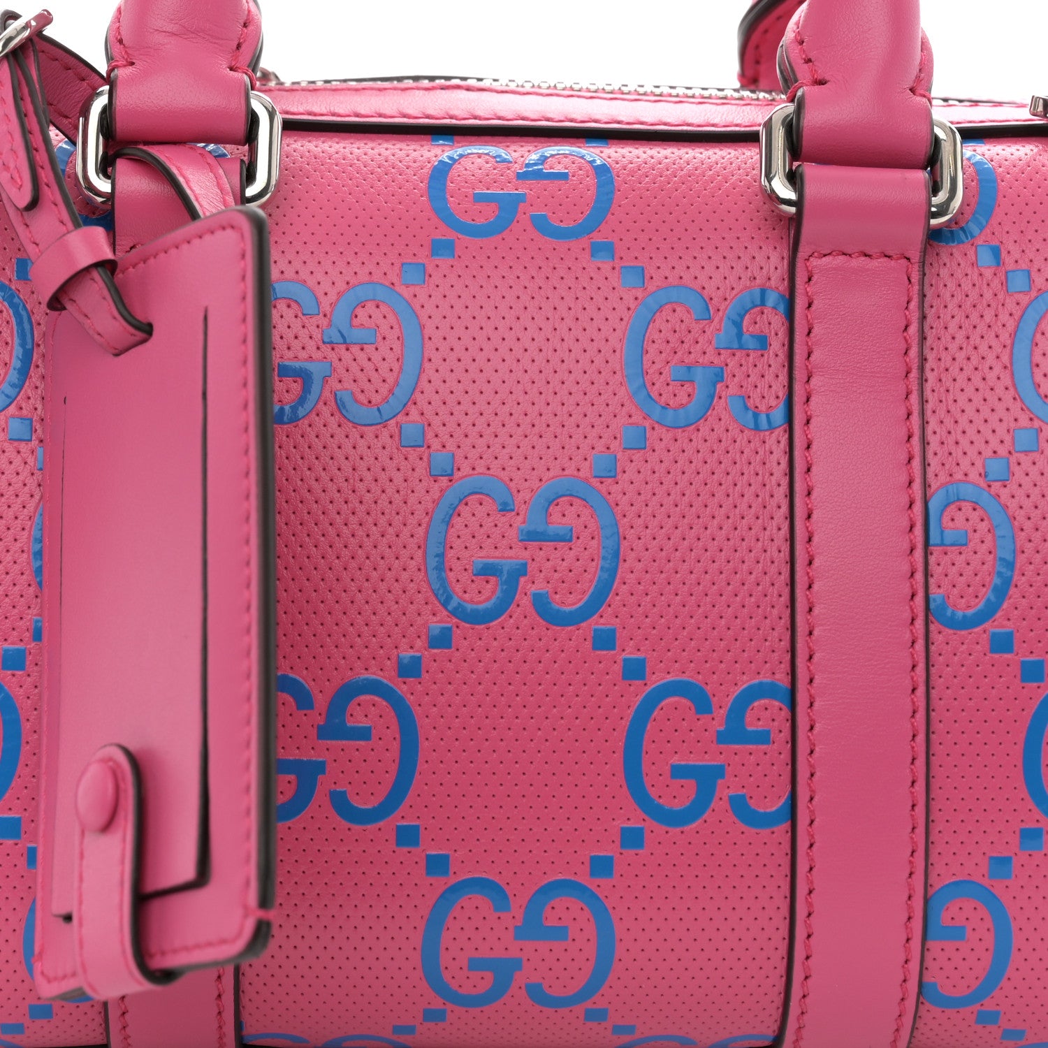 Gucci Calfskin GG Tennis Bi-Color Embossed Mini Duffle Bag Modern Fucsia Modern Blue 8 of 11