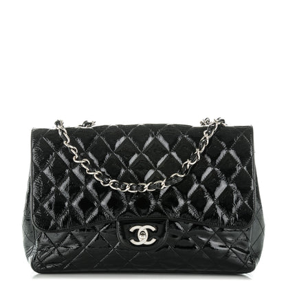 Chanel Distressed Patent Quilted Jumbo Single Flap Black 1 of 7