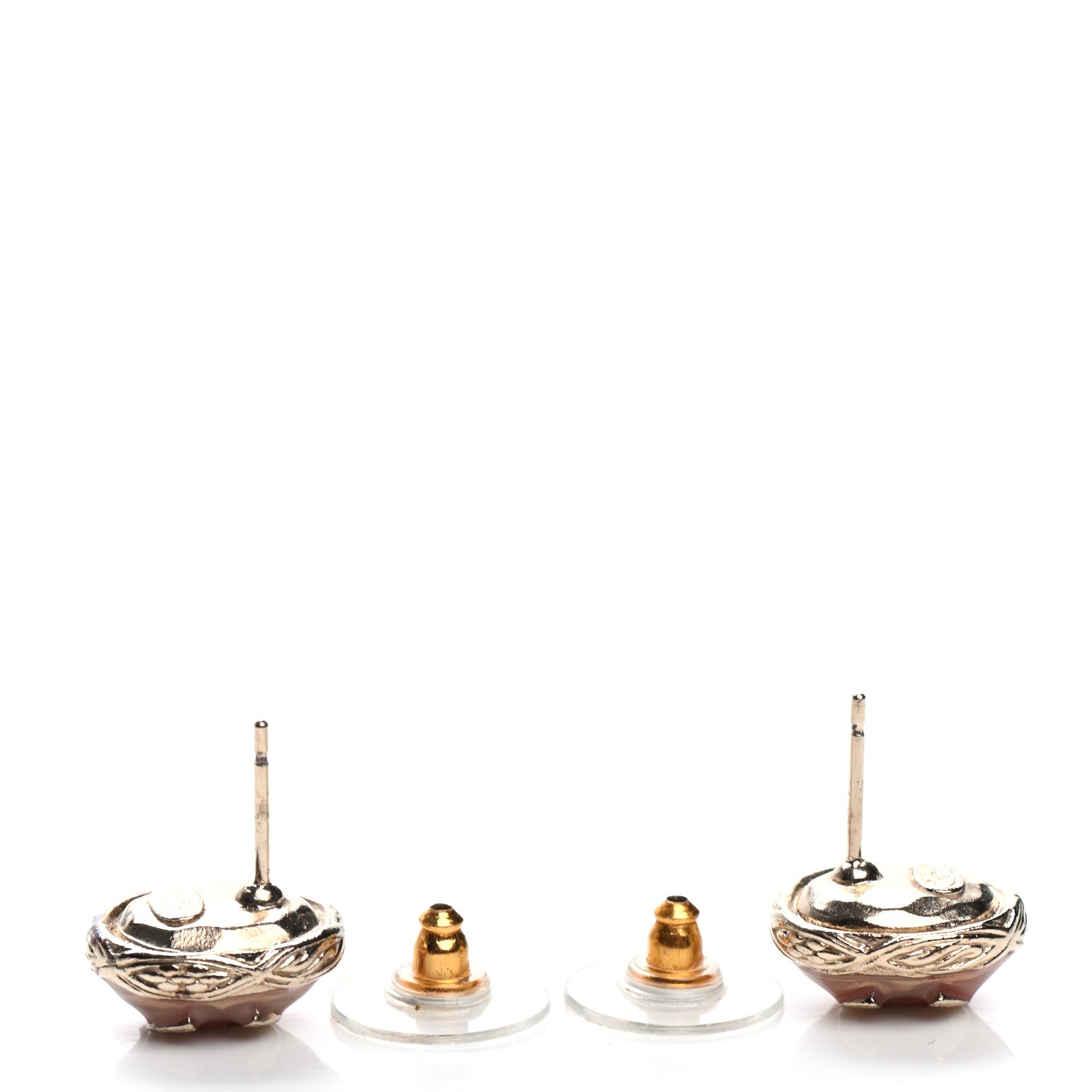 Chanel Resin CC Earrings Pink Gold 3 of 4