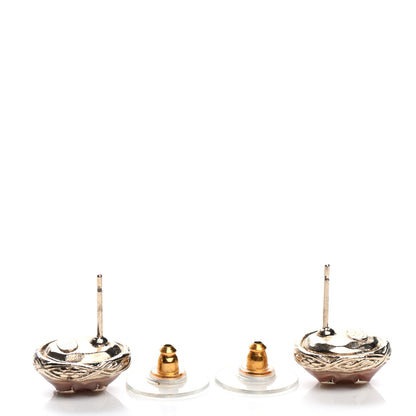 Chanel Resin CC Earrings Pink Gold 3 of 4
