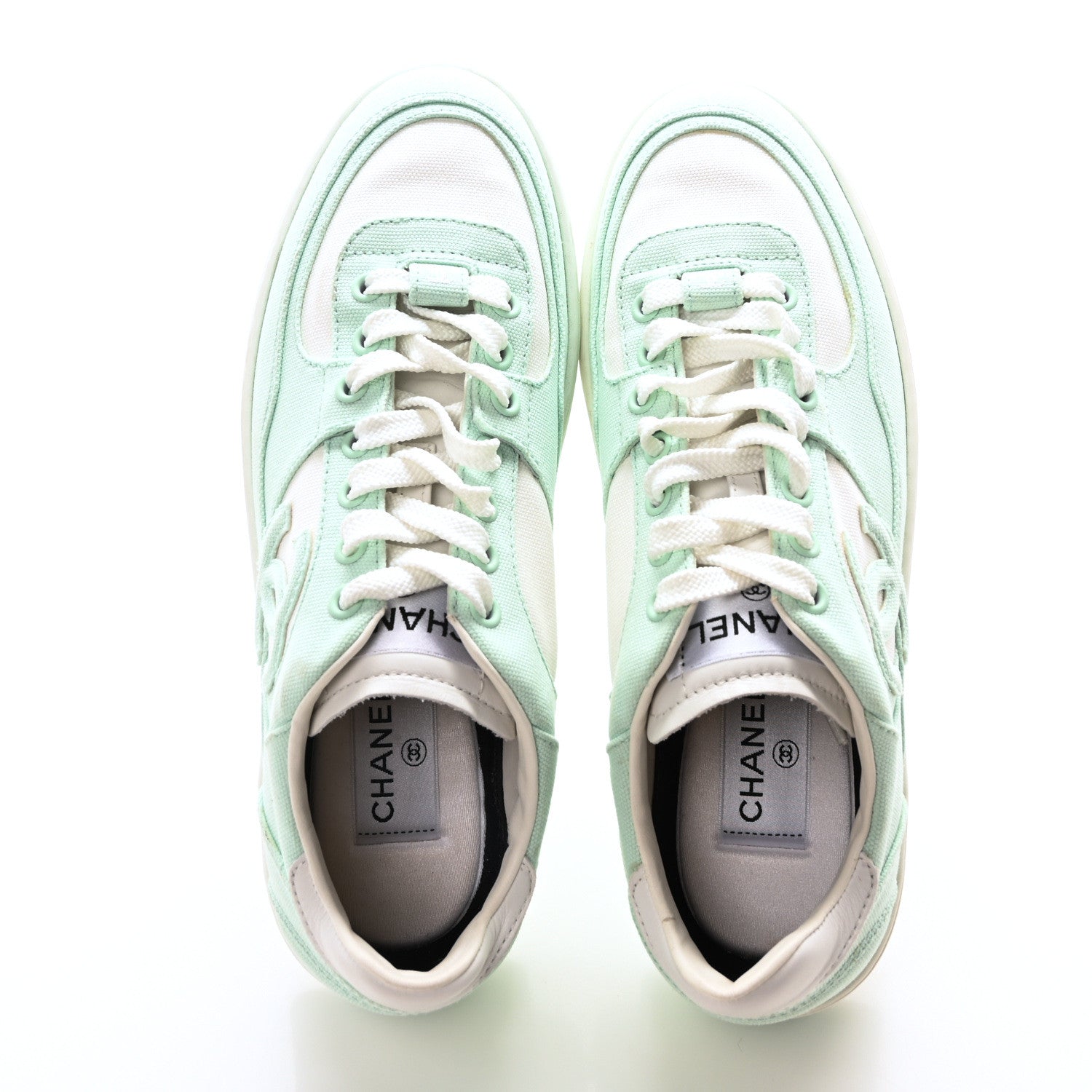 Chanel Cotton Sneakers 39 Light Turquoise White 2 of 9