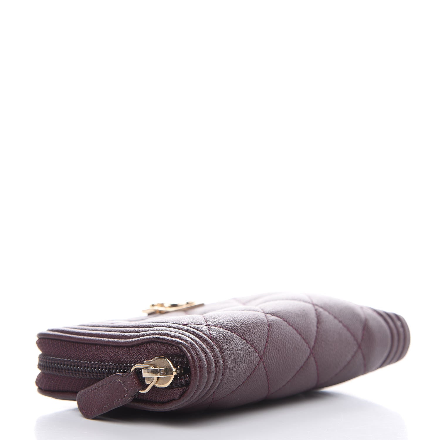 Chanel Caviar Quilted Small Boy Zip Around Wallet Dark Purple 4 of 15