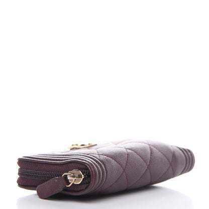 Chanel Caviar Quilted Small Boy Zip Around Wallet Dark Purple 4 of 15