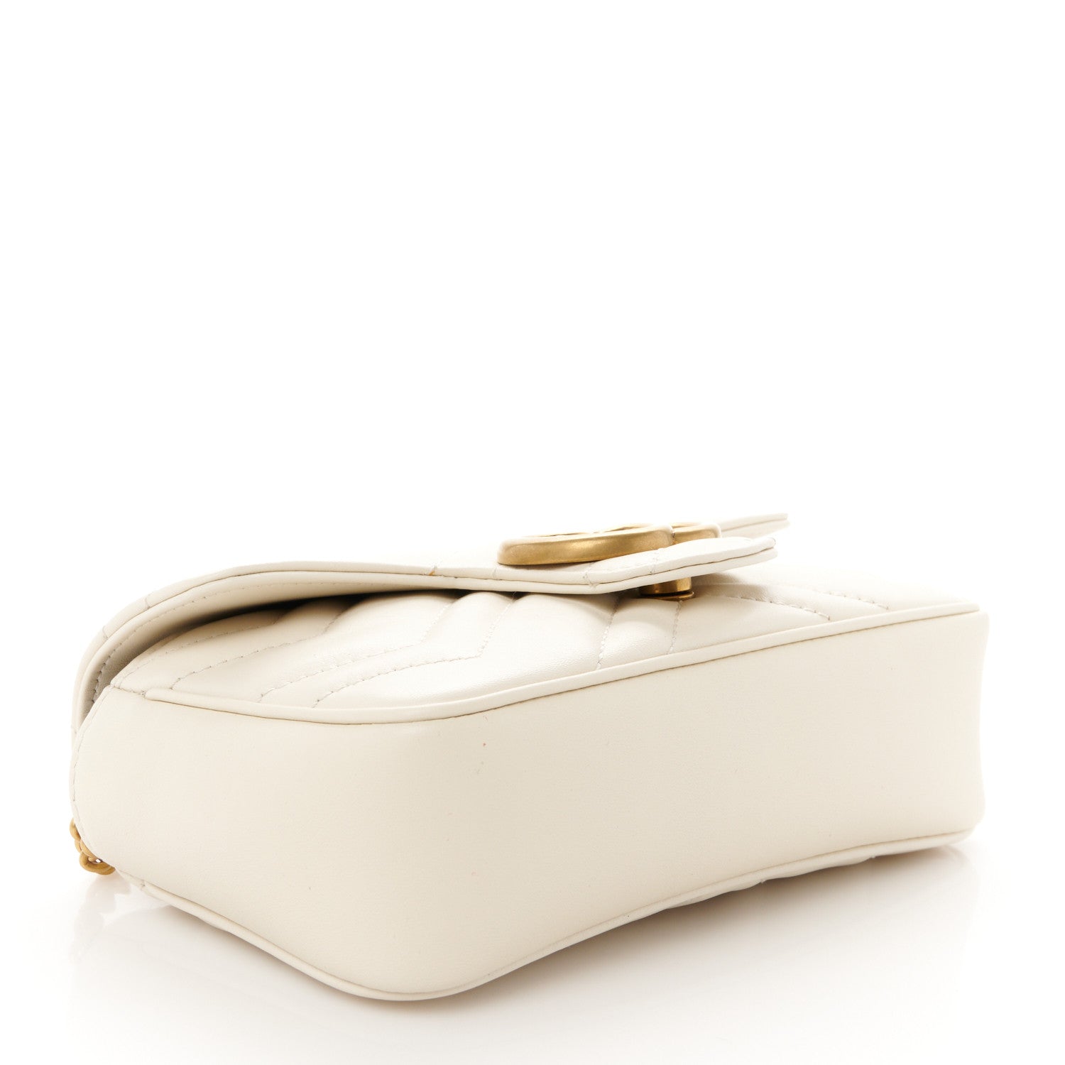 Gucci Calfskin Matelasse Super Mini GG Marmont Shoulder Bag White 4 of 11