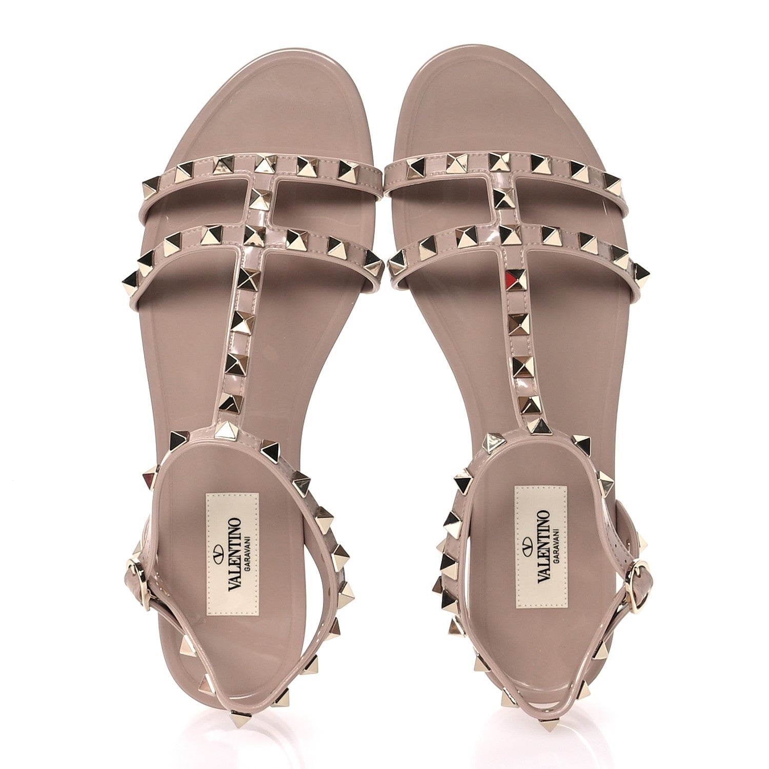 Valentino Garavani PVC Jelly Rockstud Caged Sandals 38 Poudre 2 of 8