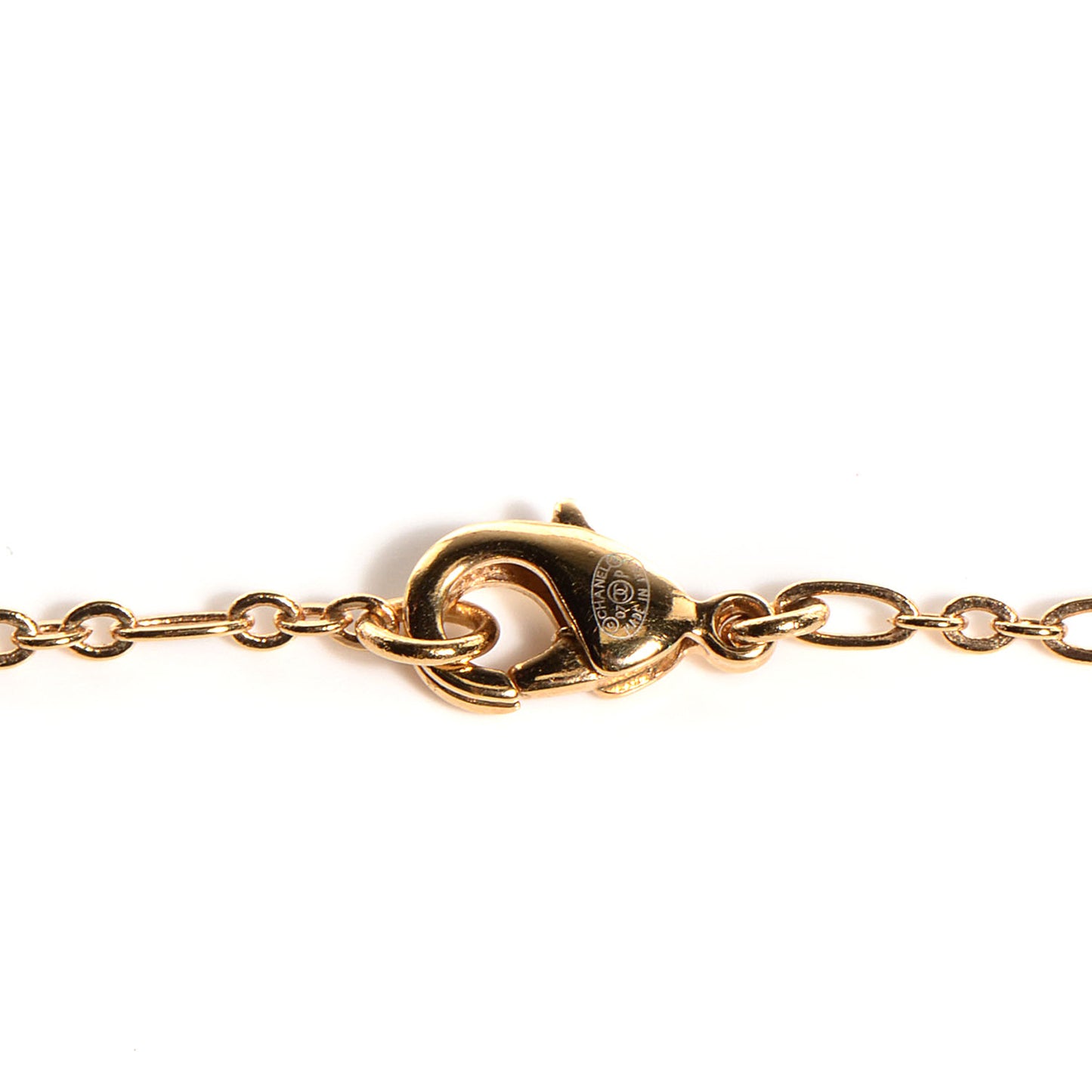 Pearl CC Logo Drop Necklace Gold