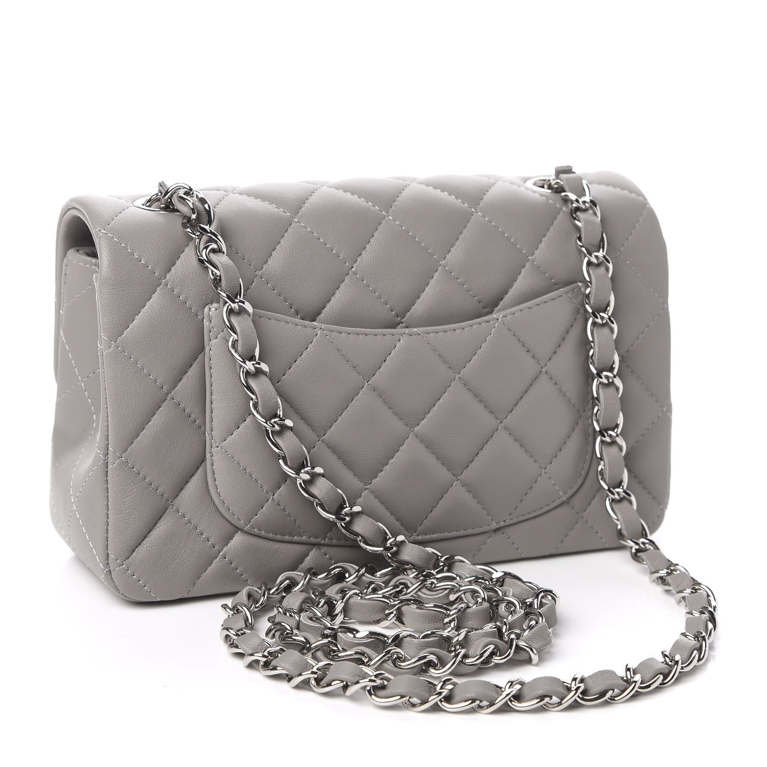 Chanel Lambskin Quilted Mini Rectangular Flap Grey 3 of 11