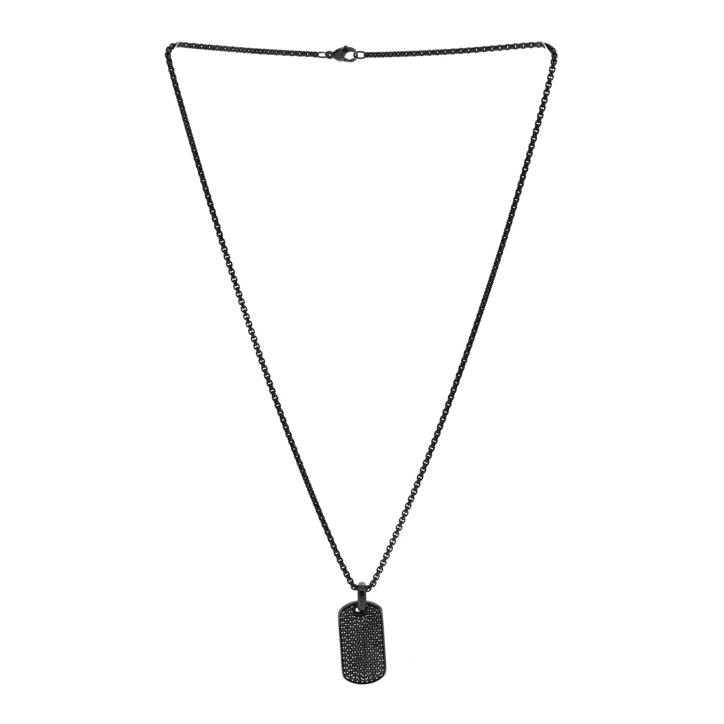 Titanium Sterling Silver Stainless Steel Black Diamond 35mm Chevron Dog Tag Necklace