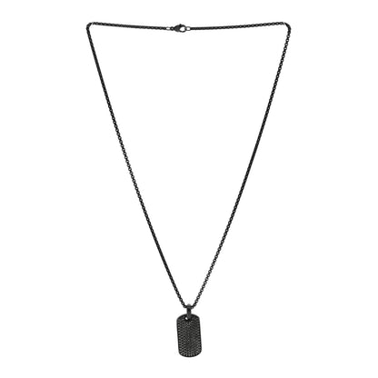David Yurman Titanium Sterling Silver Stainless Steel Black Diamond 35mm Chevron Dog Tag Necklace 3 of 5