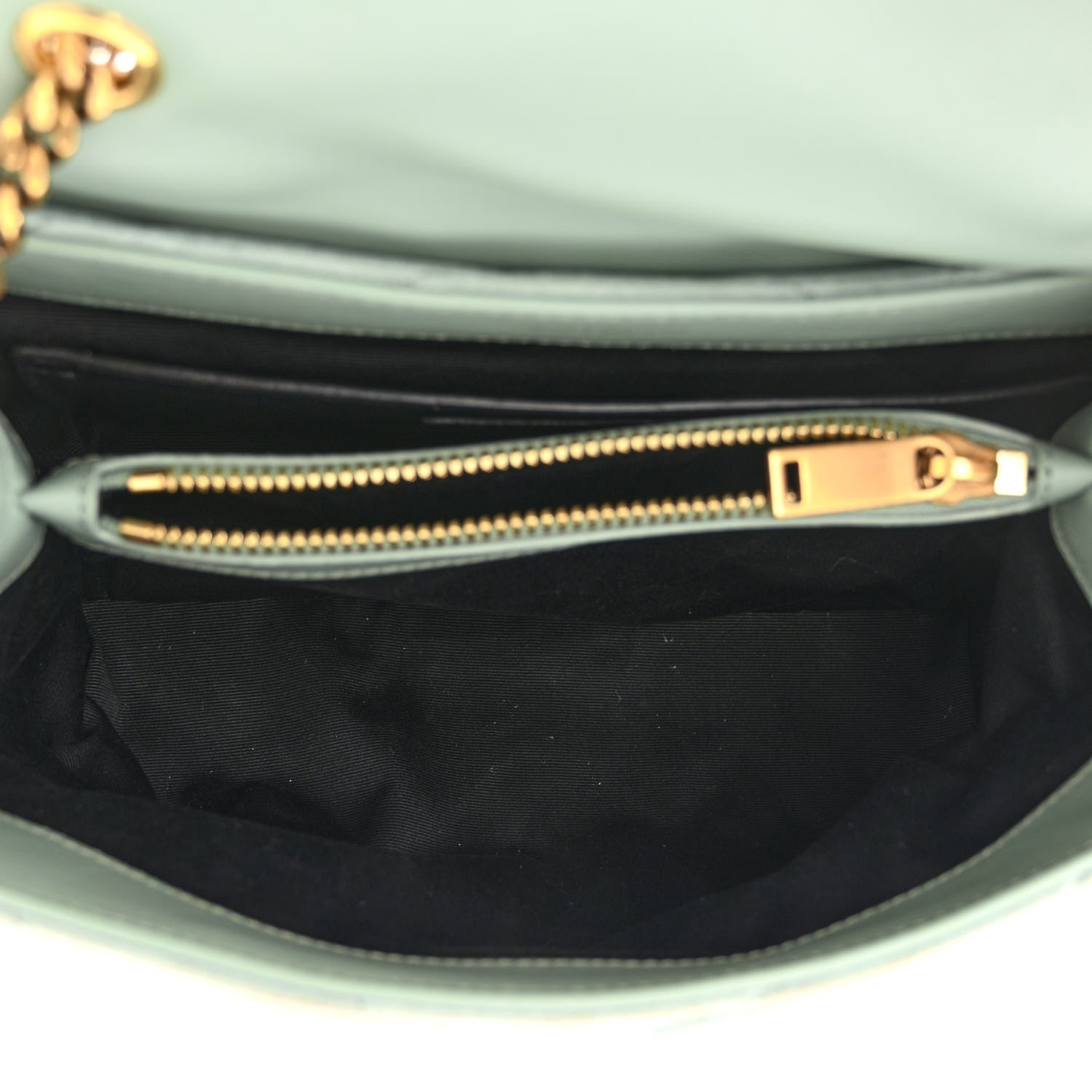 Saint Laurent Suede Calfskin Y Quilted Monogram Small Loulou Chain Satchel Vert Opaline 5 of 10