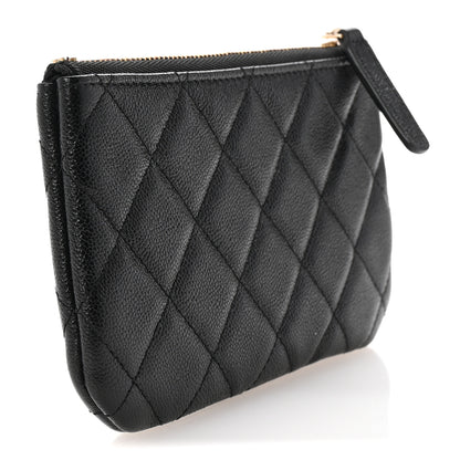 Chanel Caviar Quilted Studded CC Small Cosmetic Case Black 3 of 8