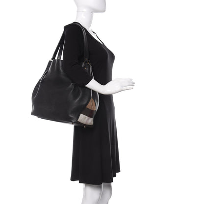 Burberry Grainy Calfskin House Check Medium Maidstone Black 2 of 14