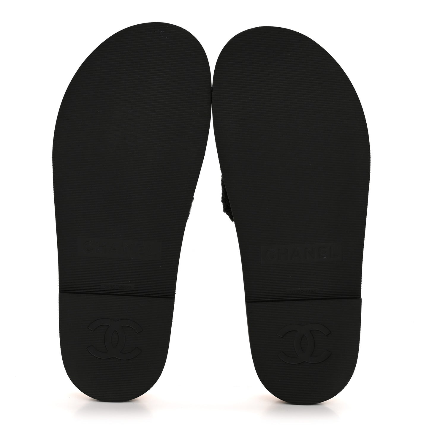 Fabric Pearl Cork CC Slip On Sandals 38 Black