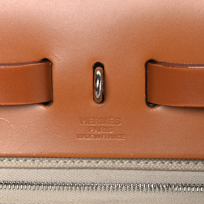 Hermes Military Toile Vache Hunter Herbag Zip Retourne 31 PM Beton Naturel Fauve Cuivre 7 of 12