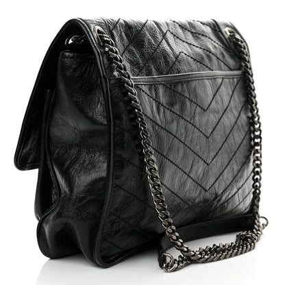 Saint Laurent Crinkled Calfskin Matelasse Monogram Large Niki Chain Satchel Black 3 of 11