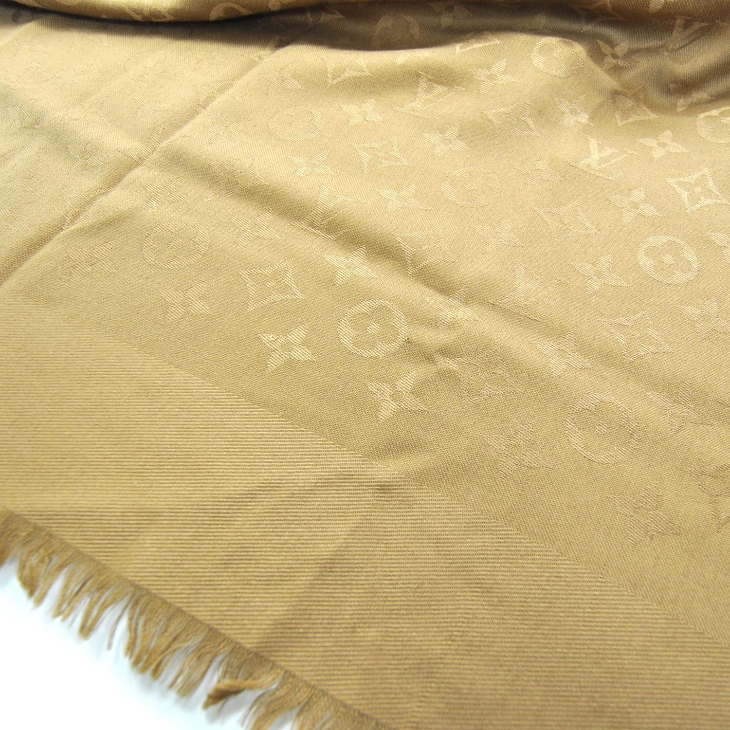 Louis Vuitton Wool Silk Monogram Shawl Caramel 5 of 6