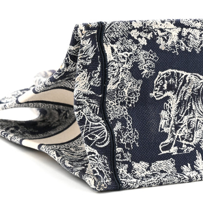 Christian Dior Canvas Embroidered Medium Dioriviera Toile De Jouy Book Tote Blue 9 of 11