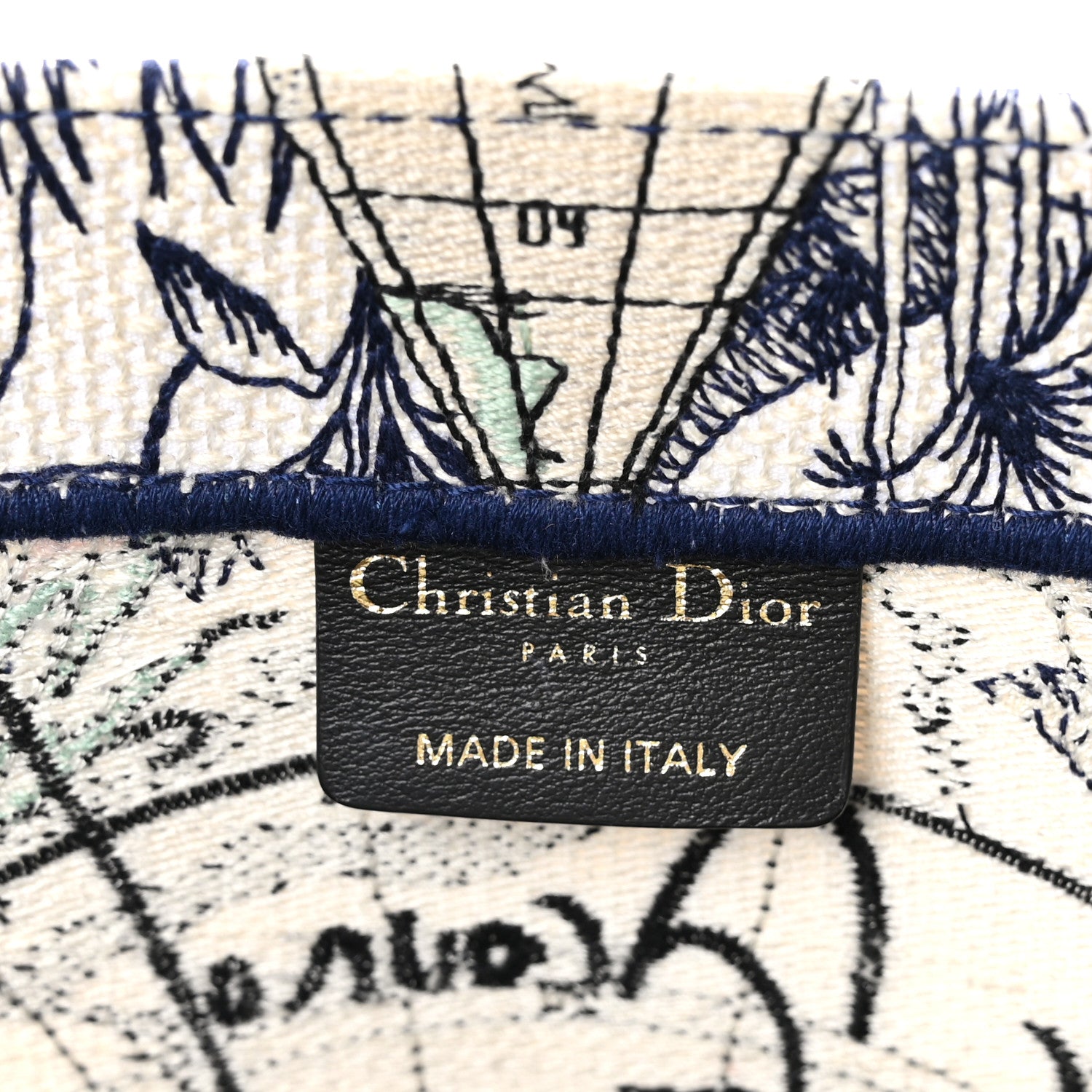 Christian Dior Canvas Embroidered Medium Around The World Book Tote Blue 7 of 10