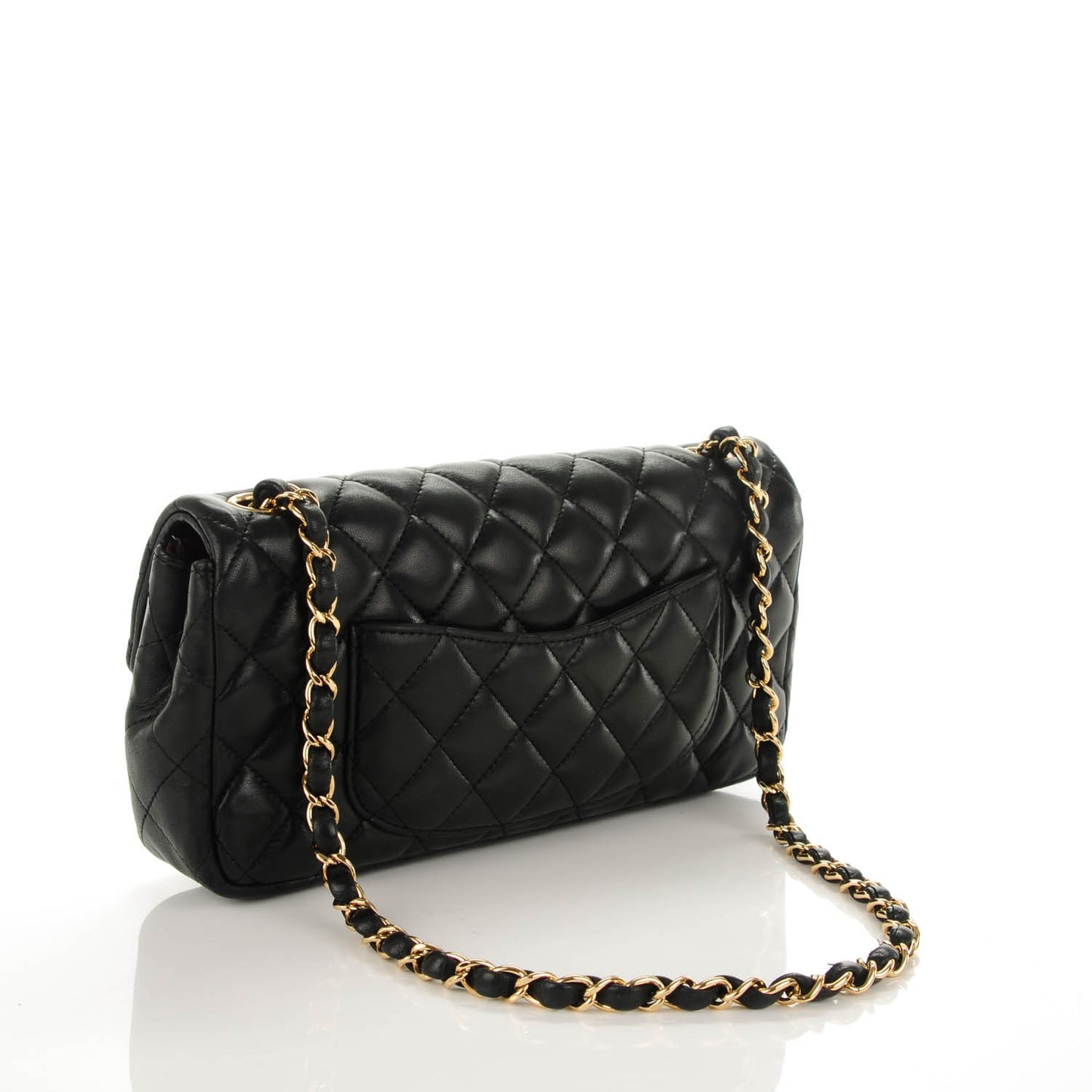 Lambskin Quilted East West Flap Black