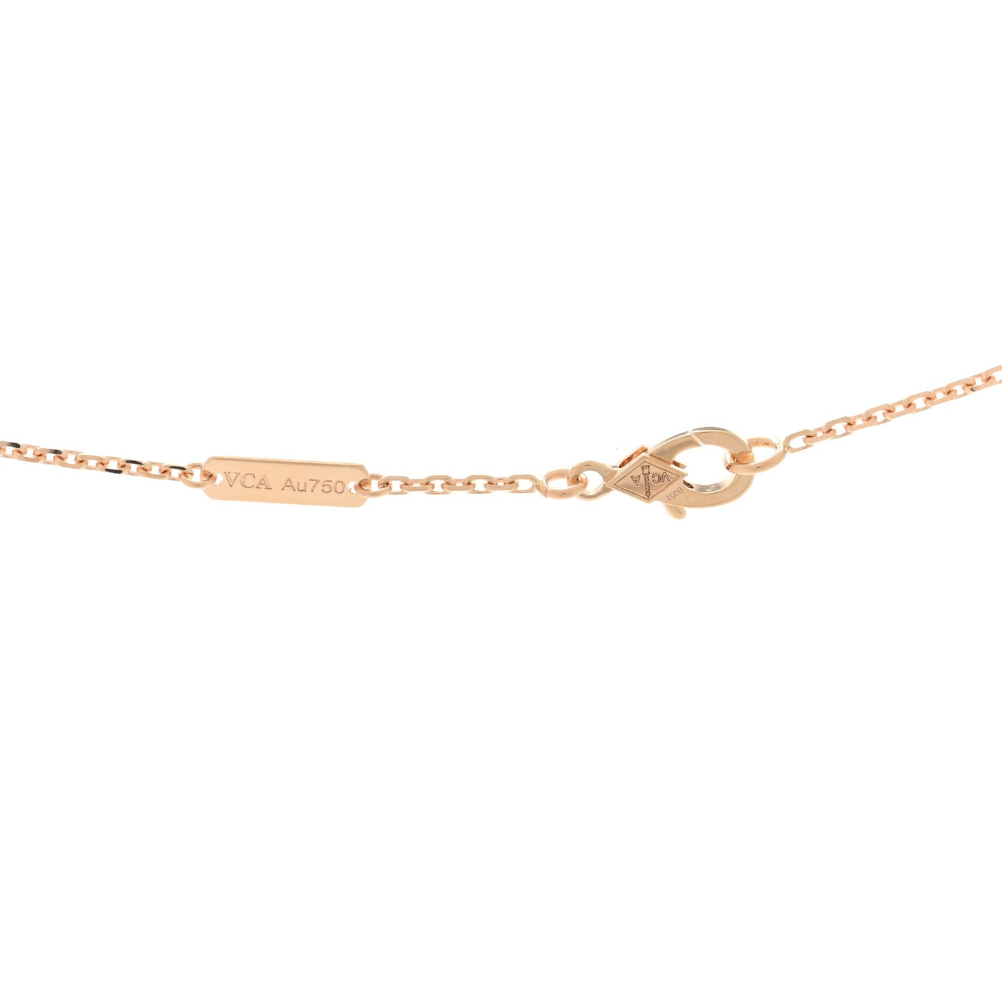 18K Rose Gold Diamond Rhodonite Vintage Alhambra Pendant Necklace