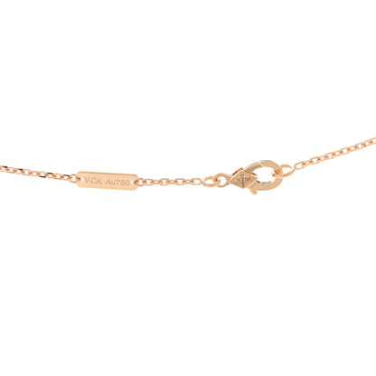 Van Cleef & Arpels 18K Rose Gold Diamond Rhodonite Vintage Alhambra Pendant Necklace 4 of 4
