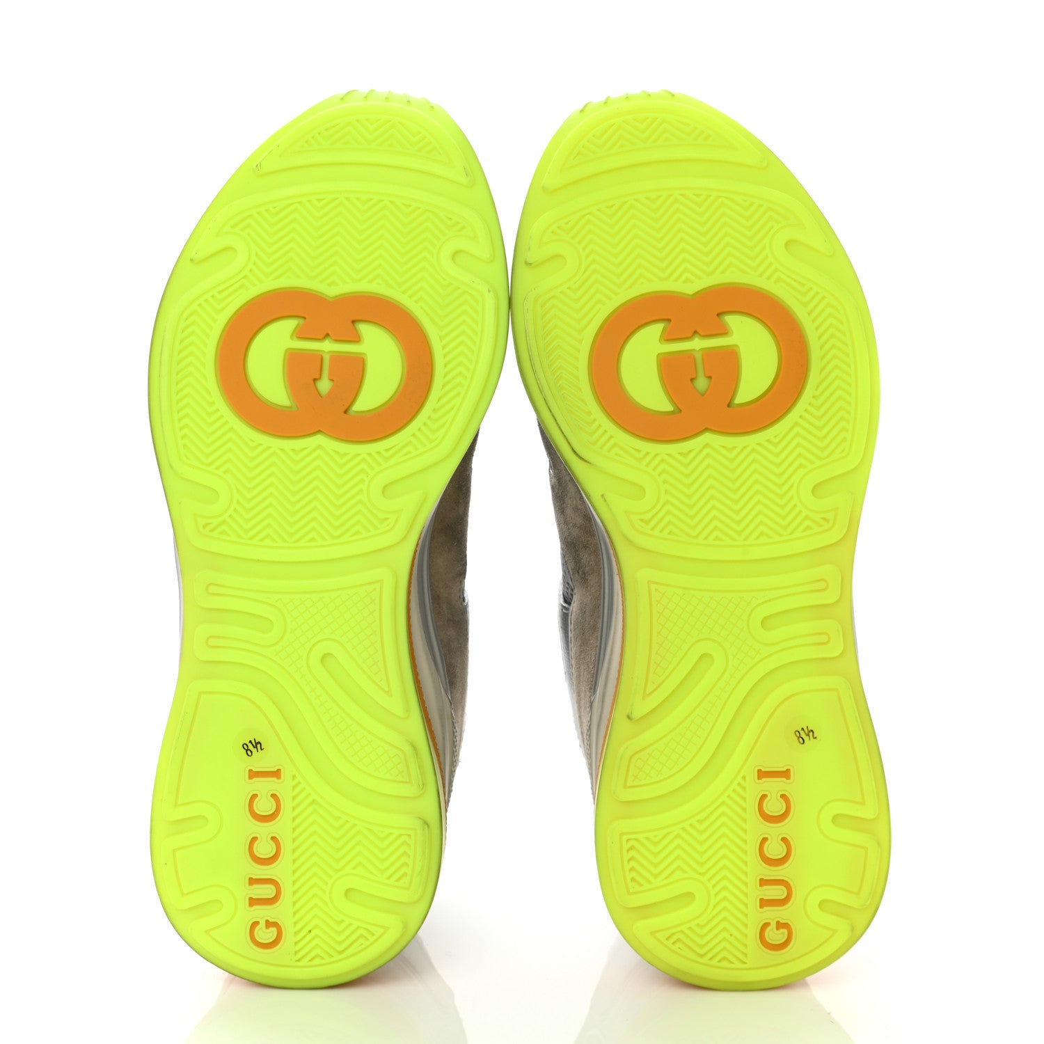 Gucci Metallic Calfskin Suede Mens Ultrapace Sneakers 8.5 Silver Oatmeal 5 of 8