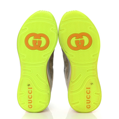 Gucci Metallic Calfskin Suede Mens Ultrapace Sneakers 8.5 Silver Oatmeal 5 of 8