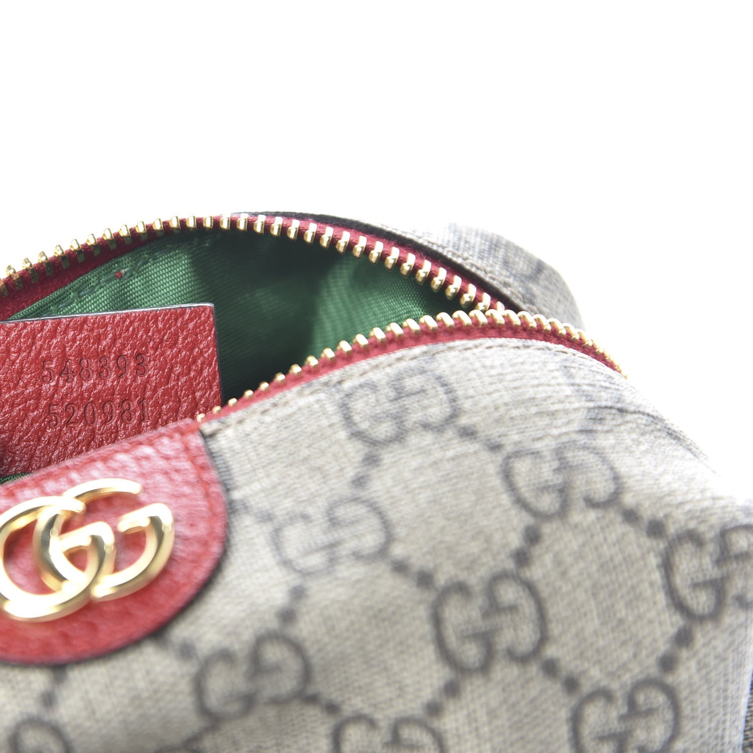 Gucci Soft GG Supreme Monogram Calfskin Medium Ophidia Cosmetic Case Beige Ebony Hibiscus Red 9 of 11