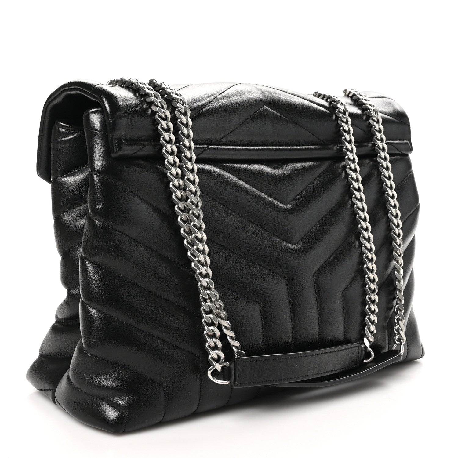 Saint Laurent Calfskin Y Quilted Monogram Medium Loulou Chain Satchel Black 3 of 10