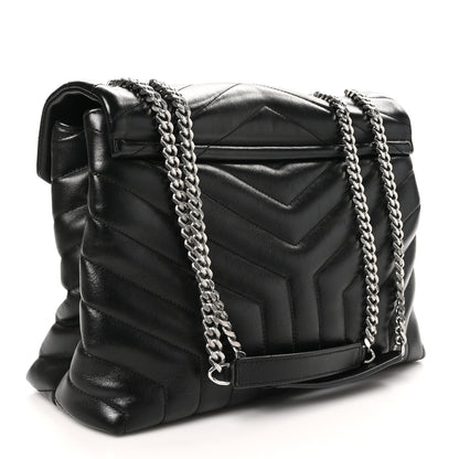 Saint Laurent Calfskin Y Quilted Monogram Medium Loulou Chain Satchel Black 3 of 10