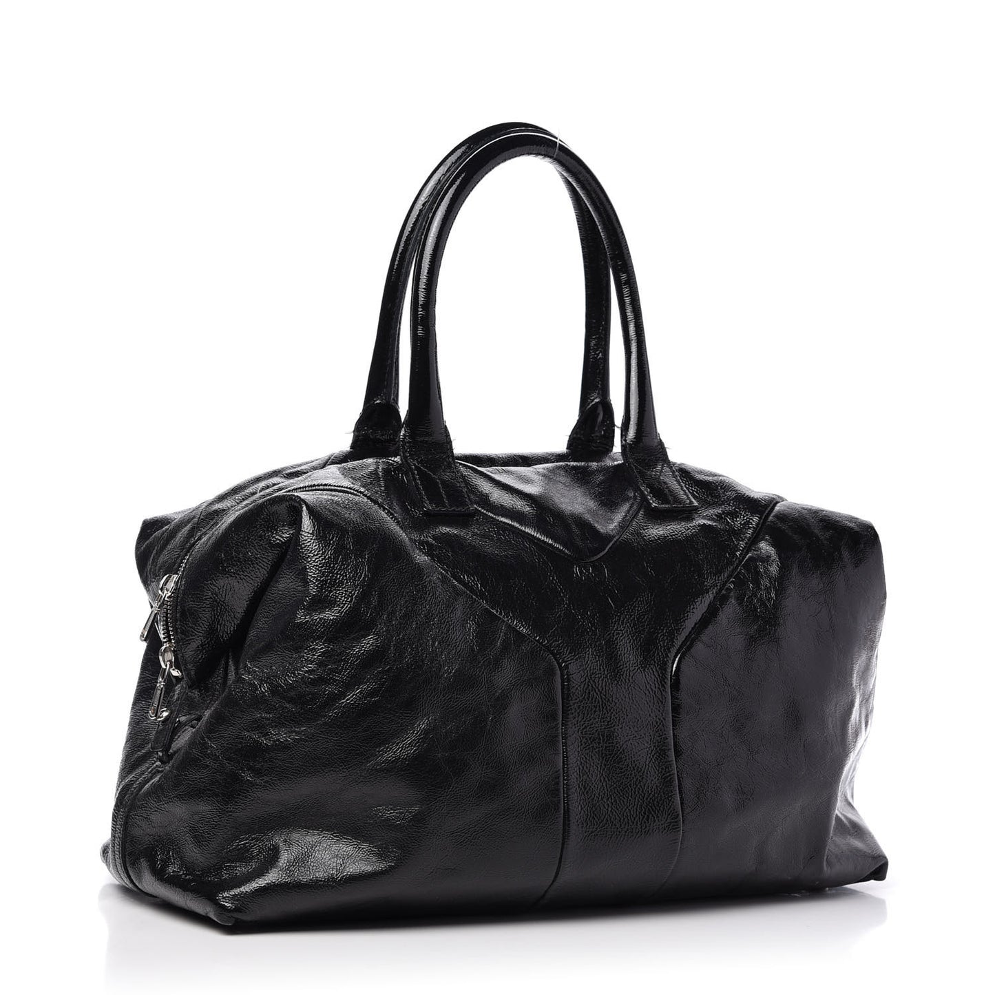 Textured Patent Medium Easy Y Bag Black