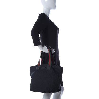 Gucci GG Monogram Large Web Handle Bucket Tote Black 2 of 9