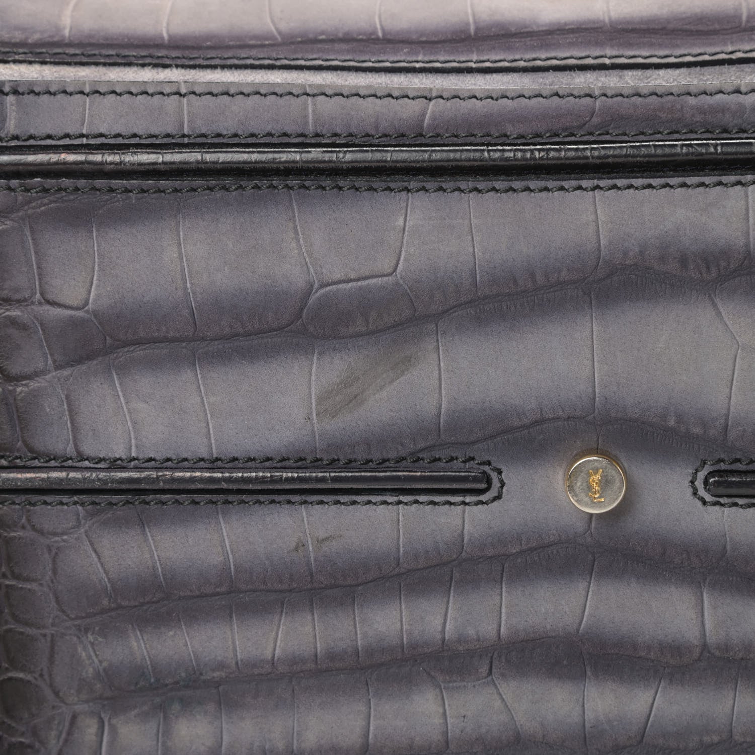 Saint Laurent Nubuck Calfskin Crocodile Embossed Large Muse Two Grey 13 of 17