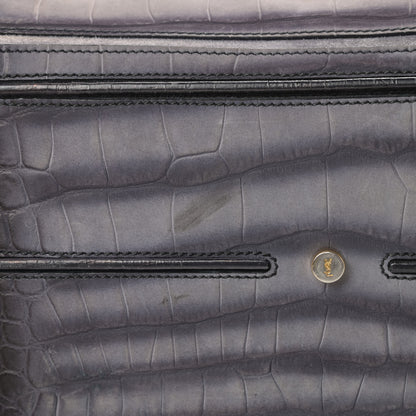 Saint Laurent Nubuck Calfskin Crocodile Embossed Large Muse Two Grey 13 of 17