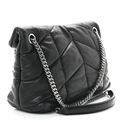 Saint Laurent Lambskin Quilted Small Loulou Puffer Monogram Chain Satchel Black 3 of 12