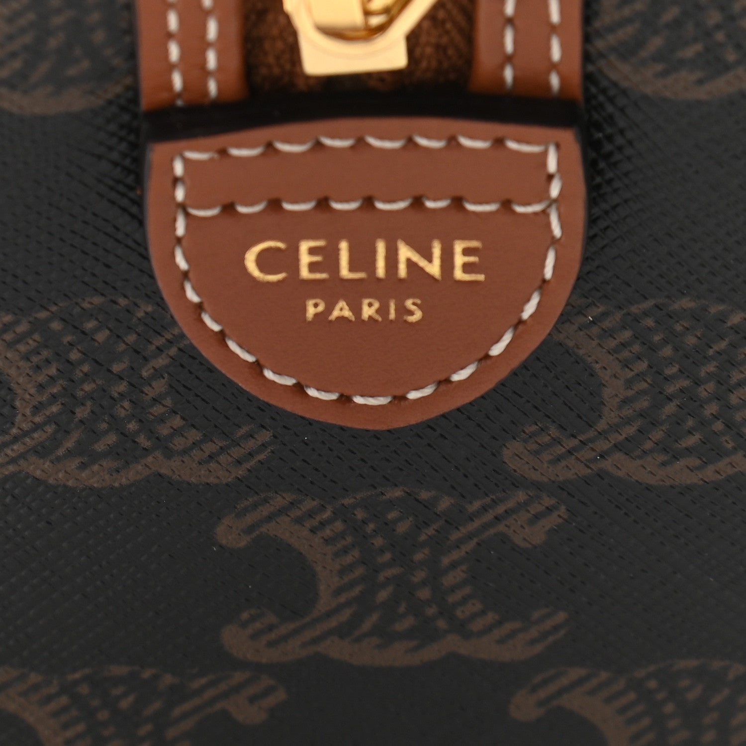 Celine Triomphe Canvas Calfskin Small Boston Bag Tan 6 of 9