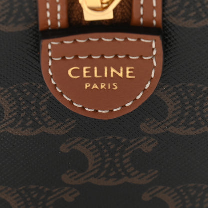 Celine Triomphe Canvas Calfskin Small Boston Bag Tan 6 of 9