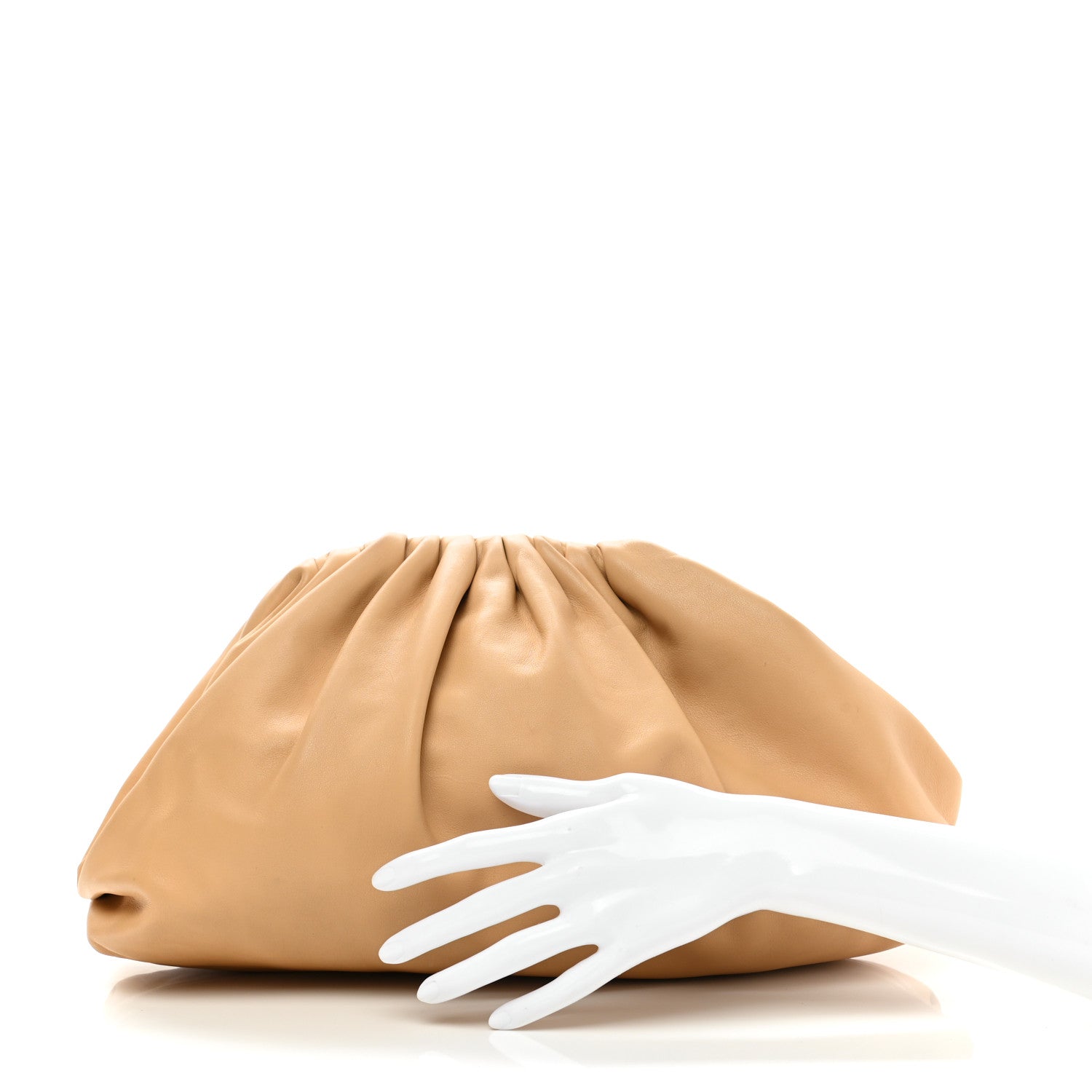 Bottega Veneta Smooth Butter Calf The Pouch Oversized Clutch Almond 2 of 11