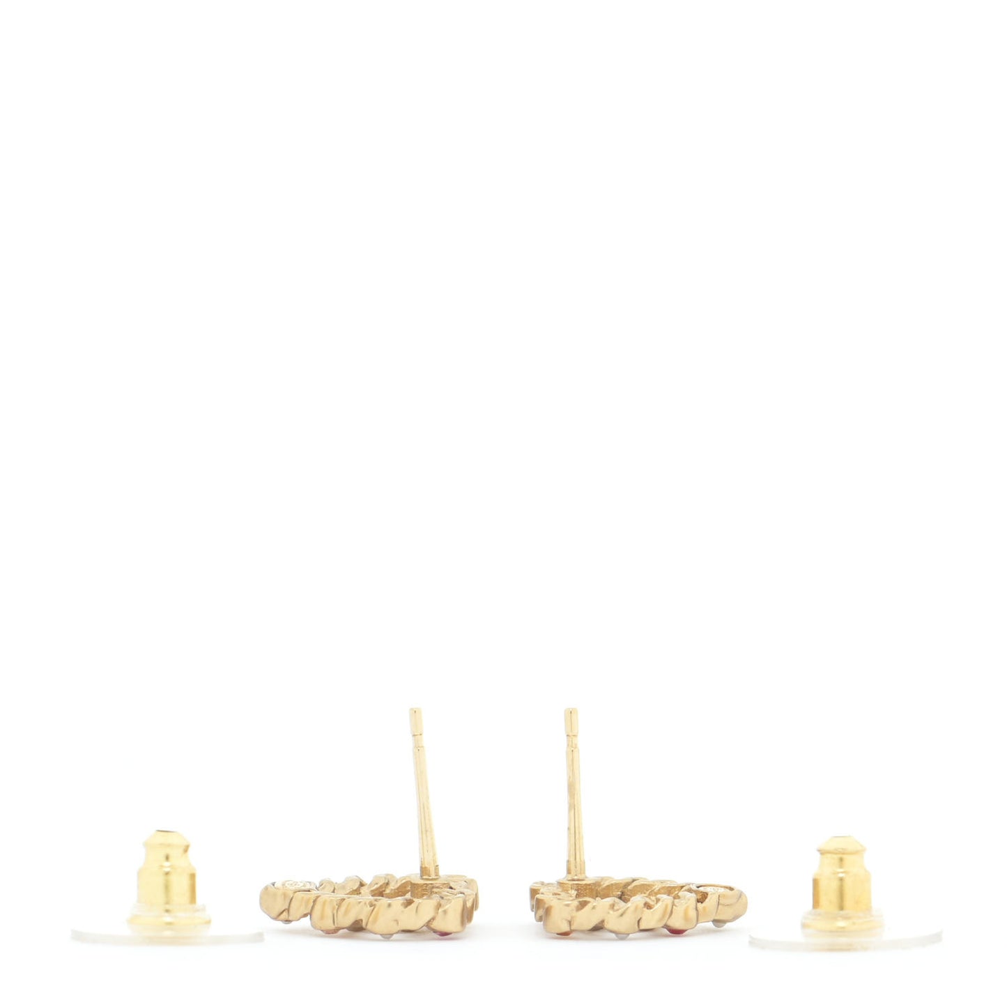 Pearl Crystal CC Heart Earrings Gold Multicolor