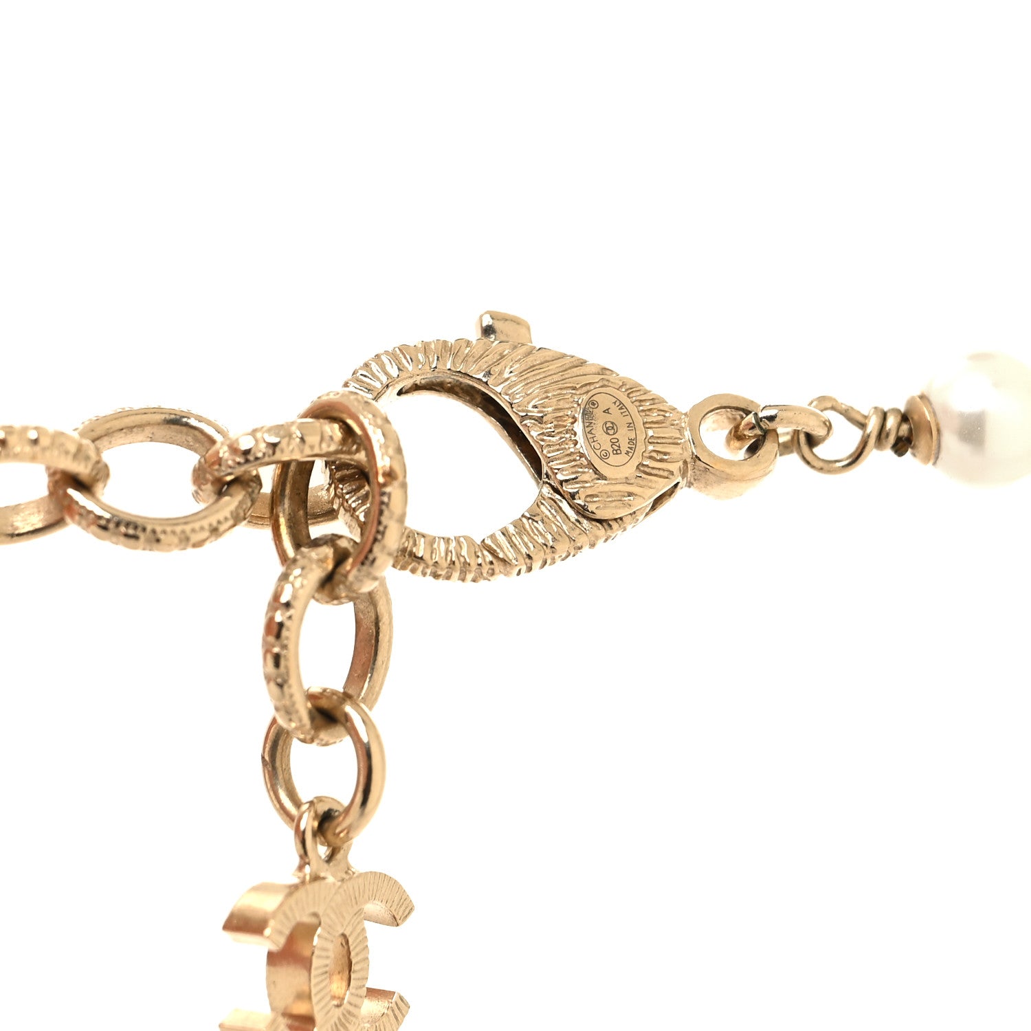 Chanel Crystal Pearl CC Long Necklace Silver 4 of 5
