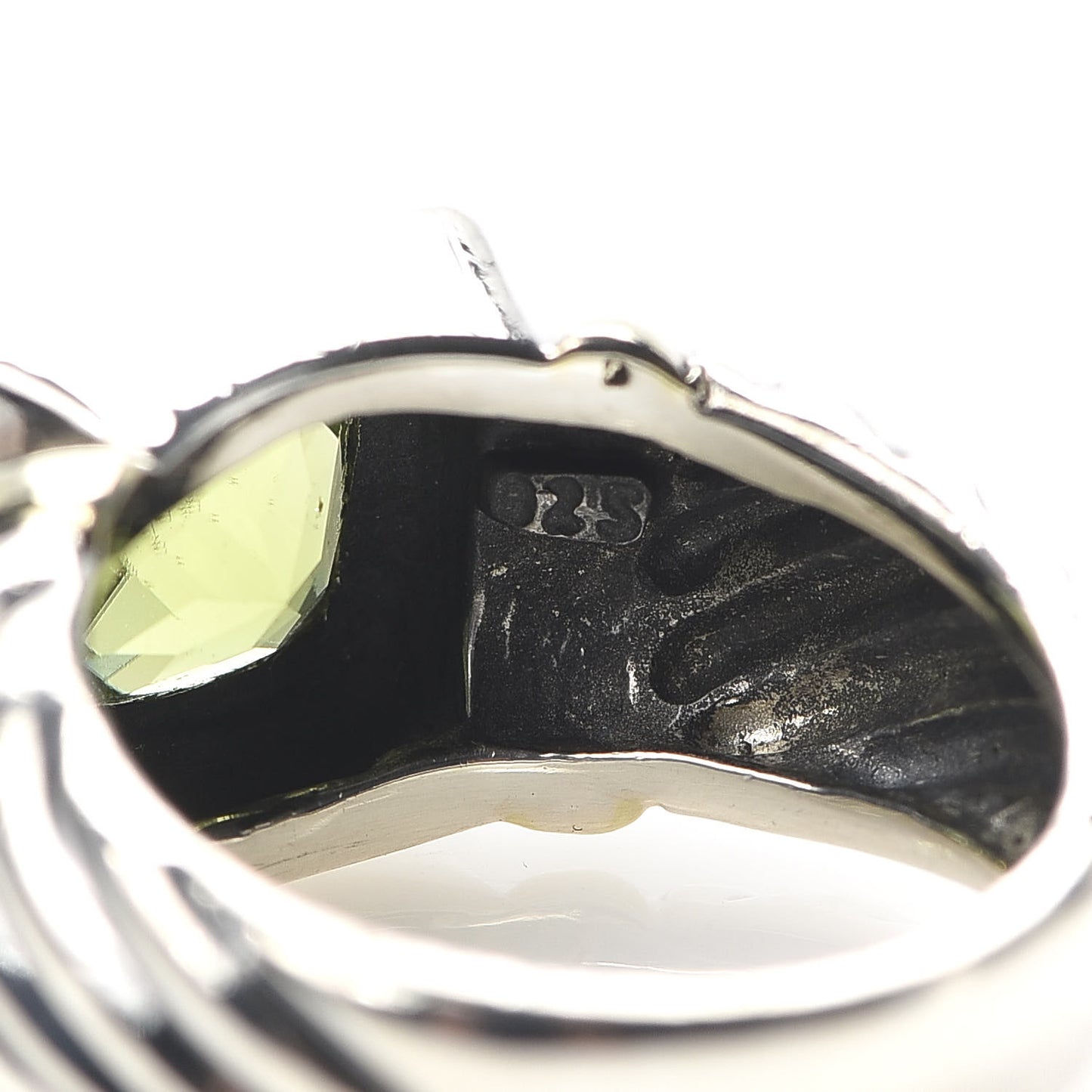 Sterling Silver 14K Yellow Gold Peridot 7mm Noblesse Ring 53 6.5