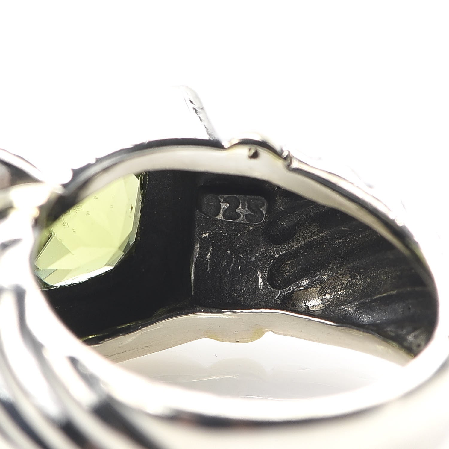 David Yurman Sterling Silver 14K Yellow Gold Peridot 7mm Noblesse Ring 53 6.5 6 of 6