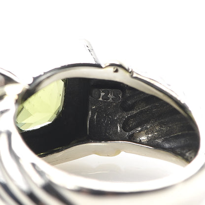 David Yurman Sterling Silver 14K Yellow Gold Peridot 7mm Noblesse Ring 53 6.5 6 of 6